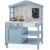 Best Choice Products Farmhouse Play Kitchen Toy, Wooden Pretend Set for Kids w/Chalkboard, Marble Backdrop, Windows, Storage Shelves, 5 Accessories Included – Beveled Blue