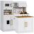 Best Choice Products Pretend Play Kitchen for Kids, Interactive Wooden Toddler Playset with Island, Espresso Machine, 17 Accessories – White