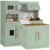 Best Choice Products Pretend Play Kitchen for Kids, Interactive Wooden Toddler Playset with Island, Espresso Machine, 17 Accessories – Sage