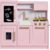 Best Choice Products Pretend Play Kitchen Wooden Toy Set for Kids w/Realistic Design, Telephone, Utensils, Oven, Microwave, Sink – Rose