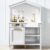 Best Choice Products Pretend Play Wooden Farmhouse Kitchen Set for Kids w/Toy Storage, Clicking Knobs, Windows, 5 Accessories Included – White