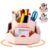 bibiage Pencil Pen Holder, 360° Rotating Pen Holder, Desk Organizer with 9 Slots, Desktop Stationery Storage for Office, School & Home, Art Supplies Desktop Decor, Pink