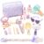 BibiMeow Wooden Makeup Toy Set for Girls 3-8, Pretend Makeup Kit with Princess Braided Hair Extension Lipstick Eyeshadow and Cosmetic Bag, Birthday for Toddler Ages 3-5