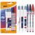BIC 4 Colours and BIC Cristal French Football Federation Refillable Ballpoint Pens Medium Tip (1.0mm) Assorted Designs – Pack of 6