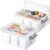 Bienvoun 17QT 2Packs Clear Marker Organizer – 6 Detachable Inserts, Stackable Craft Organizers and Storage, Art Supply Organizer for Markers, Crayons, Pencils, Pens and Craft Supplies