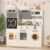 BIERUM Play Kitchen for Kids, Real Lights, Sounds, Wooden Pretend Play Set