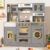 BIERUM Wooden Play Kitchen for Kids Ages 3-8 with Lights & Sounds (Gray)