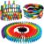 BigOtters Dominos Set for Kids,360 PCS Dominoes Wooden Building Blocks Stacking Educational Racing Toy Games, Party Favor for Boys and Girls, 12 Colors