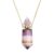Biiange Crystal Perfume Bottle Necklace, Essential Oil Diffuser Pendant Necklace for Women, Refillable Aromatherapy Jewelry with Gold Chain (Purple Gradient)