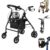 Black – 6 Wheel Portable Folding Shopping Cart with Seat and Storage Bag