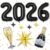 Black 2026 Balloons, 40 Inch Number 2026 Black Foil Balloons, Gold Black Star Balloon, Champagne Bottle Glass Balloon for Happy New Years Eve Party Supplies 2026 Class of 2026 Graduation Decorations