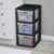 Black 3 Drawer Plastic Storage Tower with Removable Clear Drawers, Tool-Free Quick Assembly Organizer, Stackable Storage Unit for Bedroom Office Closet