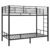 Black Twin Bunk Bed Square Tube High Guardrail Side Ladder Opening Iron Bed