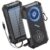 BLAVOR Solar Charger Power Bank Built-in Retractable USB-C Cable, 20000mAh Wireless Magnetic Portable Charger with Camping Light, Flashlight, 20W Fast Charging Battery Pack for Outdoor Camping-Black
