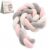 BLOCKv Mixed Color Handmade 3 Strand Braided Knot Pillow, Soft Plush European Style Round Cushion, for Bed Sofa Couch Living Room Floor Decor, Boho Accent Play Area, Housewarming Gift