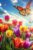 Blooming Tulips and Butterflies Jigsaw Puzzle for Adults, Lush Garden Themed Puzzle for Cozy Home Wall Interior Decoration