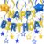 Blue And Gold Happy Birthday Balloons Banner With Star Hanging Swirl Decorations, Blue And Gold Star Foil Balloons For Happy Birthday Decorations Women, Men