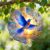 Bluebird Wind Spinner, Nature Realistic Sunset Waves Summer Blue Metal Kinetic Wind Sculptures Outdoor Ornaments for Garden Porch Lawn Patio Party Decor 12 Inch
