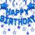 Blue Happy Birthday Balloons Banner With Blue Star Hanging Swirl Decorations, Star Foil Balloons For Happy Birthday Decorations Women, Men