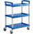 Blue Utility Bussing Cart with 3 Shelves