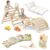 BlueWood Pikler Triangle Set Natural Color with Cushion and Wooden Busy Board
