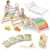 BlueWood Pikler Triangle Set Rainbow with Cushion and Wooden Busy Board