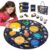 BONNYCO Giant Floor Puzzles for Kids Solar System with 70 Large Pieces. Round Space Puzzle with Planets, 23 x 23 in, 15 Cards, 4 3D Figures, Guide. Learning Gifts, Toys for 4 Year Old Boys