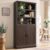 Bookcase with Doors, 75.2″ Tall Bookshelf,6-tier Book Shelf Dark Walnut