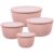 BoxedHome 4.97 Quarts Mixing Bowls with Lids Set, 4 Packs BPA-Free Plastic Prep Bowls for Kitchen, Dishwasher & Microwave Safe, Pink