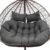 boyspringg Outdoor Double Egg Chair Cushion Replacement Waterproof Thickened Cotton Hanging Basket Egg Chair Cushion 55×35 Inch Universal Fit for Patio Wicker Swing Chair (Grey) (Cushion ONLY)