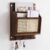 BrightRow Rattan Mail and Key Holder Wall Mounted, Wood Magazine Mail Sorter Rack Wall Organizer with 2 Slots 3 Hooks for Coat, Dog Leash, Decorative Key Rack for Entryway,Living Room (Dark Brown)