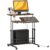 Brilluxa Adjustable Standing Desk, Mobile Sit Stand Workstation with Power Outlets, Tiltable Tabletop, Storage Shelf and Locking Wheels for Home Office, Brown