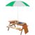 Brilluxa Kids Sand Water Table, 3-in-1 Wooden Convertible Picnic Table with Umbrella, Storage Bench and Activity Play Station for Garden, Patio, or Balcony