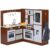 BRINJOY Corner Play Kitchen for Kids, Wooden Toddler Kitchen Playset w/Faucet, Sink, Microwave, Oven, Apron, Blackboard, Storage Cabinets, Pretend Cooking Toys w/Sound & Light Gift for Ages 3+
