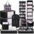 Briwooody 11 Pcs College Dorm Storage Set, Closet Organizer, Over Door Shoe Rack, Under Bed Storage, Laundry Backpack, Shower Caddy and Collapsible Bins for College Students(Black)