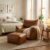 Brown Bean Bag Chair, Faux Leather Beanbag Chair with Ottoman (Brown 1)