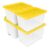 BSFHKLA 27‑Gallon Durable Plastic Storage Tote With Snap‑On Lid, Black Base With Yellow, Stackable Industrial‑Grade Bins For Garage, Warehouse And Outdoor(4pcs-Clear/Yellow)