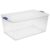 BSFHKLA 4‑Pack Extra‑Large Latching Storage Bin, 105 Quart Clear Plastic Container With Latch Lid, Blue Latches, Stackable Organizer Totes For Home, Closet And Garage(Single)