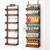 BUKFEN 6-Tier Over the Door Pantry Organizer, 2-in-1 Door Hanging or Wall Mounted Spice Rack with Adjustable Wooden Baskets, Heavy Duty Metal Storage Shelf, 12 Hooks for Kitchen, Bathroom, Closet
