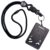 Bulk 25 Pack – Specialist ID Vertical Top Load Three Card Badge Holder – Hard Plastic with Heavy Duty Breakaway Lanyard w Quick Release Metal Clip & Key Ring – Holds 3 ID Cards Inside (Black)