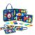 Busy Board for Toddlers Ages 3+, Portable Montessori-Inspired Activity Toy with Buckles, Zippers, Laces, Buttons, Shapes and Clock, Quiet Travel Toy for Fine Motor Practice (Blue)