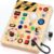 Busy Board with LED Light Switches, Montessori Toys for 1 2 3 Years Old, Toddlers Wooden Toy Sensory Activity Board, Travel Toys for 1+ Year Old Boy & Girl Birthday Gift