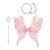 Butterfly Fairy Costume Elastic Strap Dress Up with Flower Headband Pink