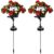 byepica 2 Pack Solar Flower Lights Outdoor, 27.6 in Rhododendron Flower Lights for Outside, 7 Head Silk Warm LED Decorative Light for Garden, Yard, Pathway, Patio, Lawn, Landscape Decor