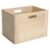 byepica Wood Storage Box with Handles, Beige, Rustic Style Wooden Open Cubbies, Floor Standing Toy and Book Organizer for Living Room