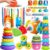 Caiery 6 in 1 Baby Toys Montessori Toys for 1 Year Old Boys Girls 1st Birthday Gifts, Multi Sensory Shape & Stacking Toys Toys for Babies Early Educational Baby Travel Toys for Toddler Age 1-3