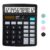 Calculator, Deli Standard Function Desktop Calculators with 12 Digit Large LCD Display and Sensitive Button, Solar Battery Dual Power Office Calculator, Black