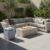 Calivox Fire Pit Table, U-Style 41.9 Inch Rectangular Outdoor Propane Fire Pit Set with 40,000 BTU, 15.75 Inch MGO Tank Cover Table for Patio Deck Lawn Courtyard