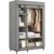 Calmootey Portable Closet Organizers, Clothing Storage, Wardrobe with 6 Shelves and Hanging Rod, Non-Woven Fabric Cover with 4 Side Pockets, Grey