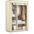 Calmootey Portable Closet Organizers, Clothing Storage, Wardrobe with 6 Shelves and Hanging Rod, Non-Woven Fabric Cover with 4 Side Pockets, Beige
